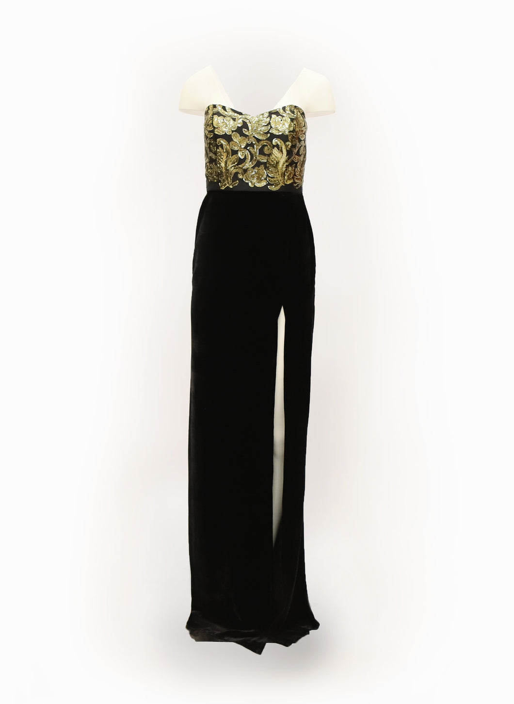 Abendkleid aus Seidensamt                                                      Black Gold Collection H/W 2021